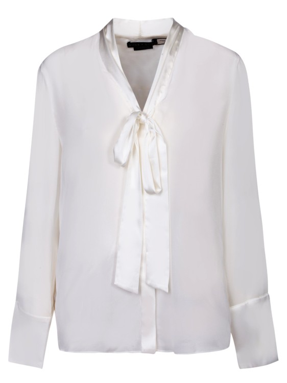 Shop Alice And Olivia Lightweight Fabric Blouse With Bow Tie In White