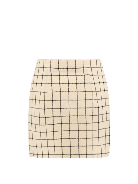 Shop Marni Virgin Wool Skirt With Check Motif In Neutrals