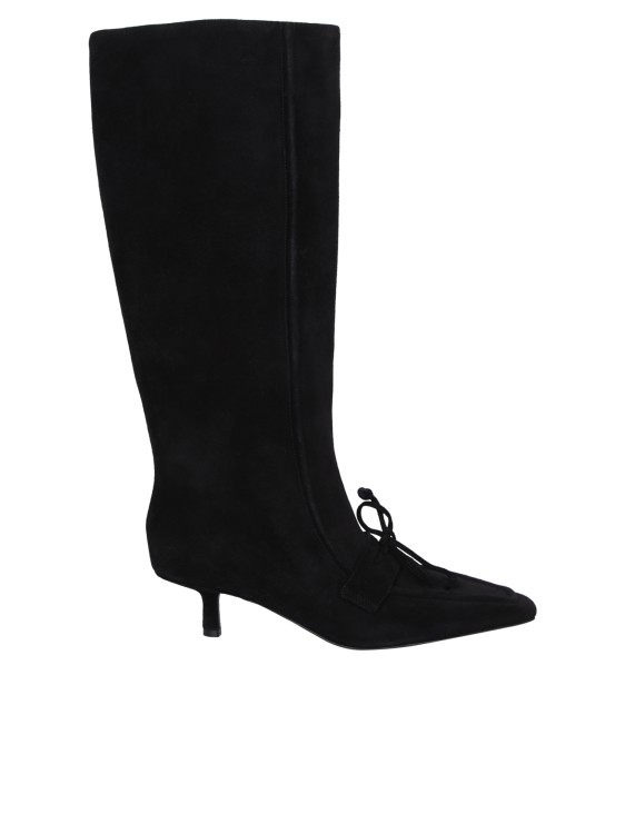 Burberry Suede Leather Boots In Black