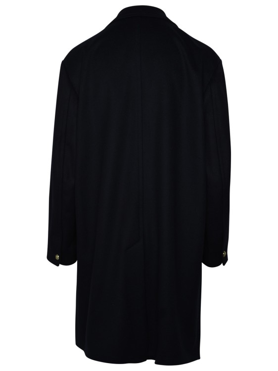 Shop Palm Angels Blue Virgin Wool Blend Coat In Black