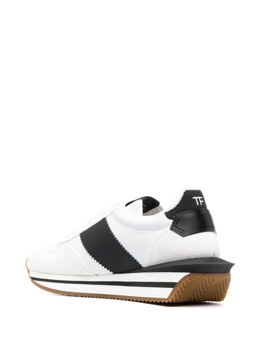 Tom Ford Logo-patch Lace-up Sneakers In White