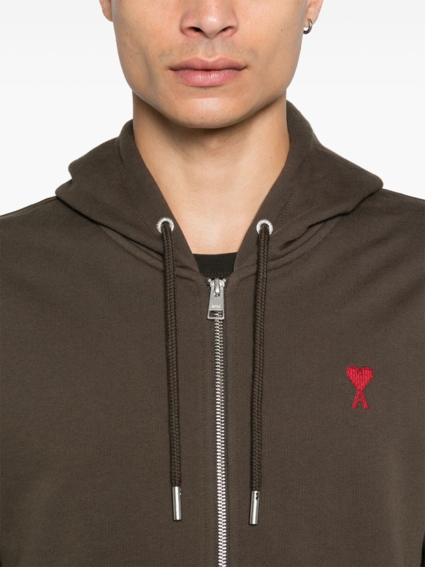 Shop Ami Alexandre Mattiussi Ami Earth Brown Hoodie In Black