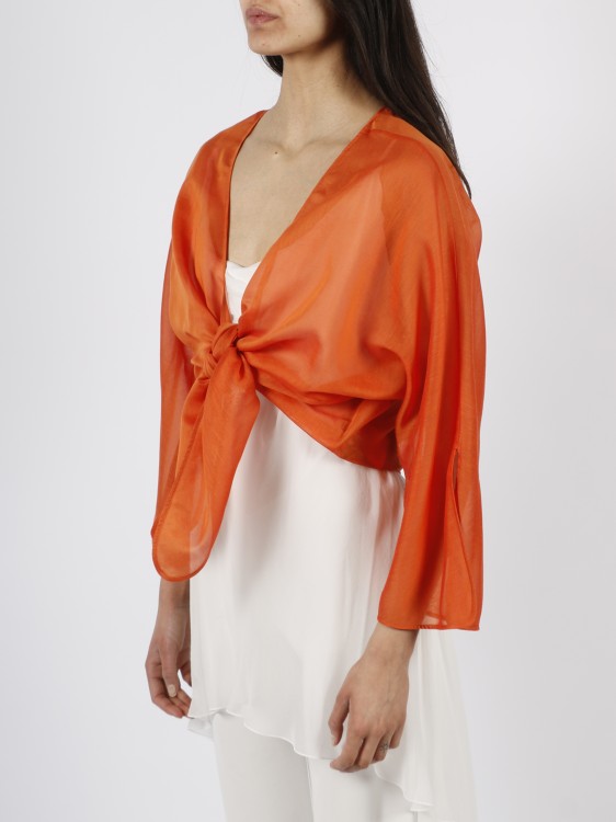 Shop Alberta Ferretti Cotton Silk Knot Shirt In Orange