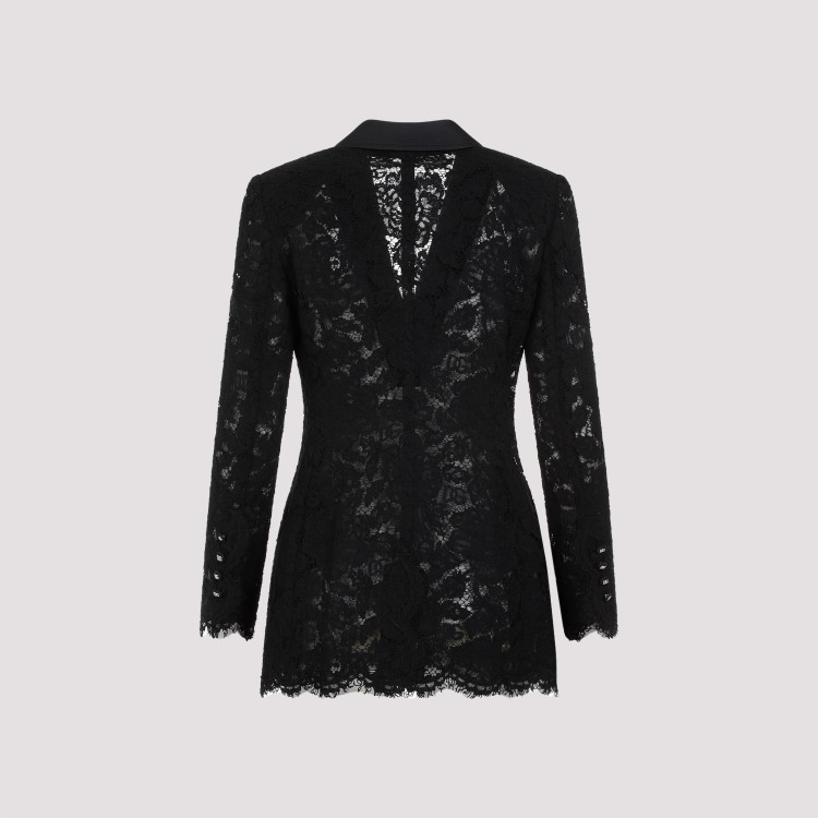 Shop Dolce & Gabbana Black Cotton Lace Jacket