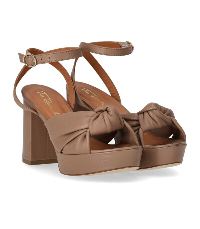Shop Via Roma 15 Knot Taupe Heeled Sandal In Brown