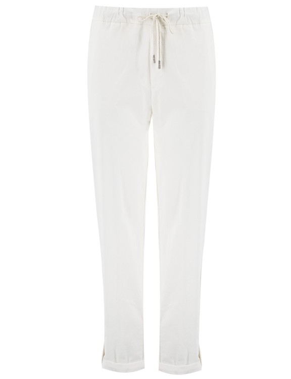 Panicale Cream-colored Cotton Blend Trousers In White