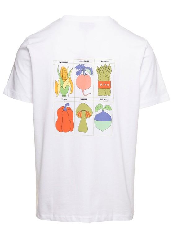 Shop Apc White Crewneck T-shirt With Branded Mushroom Print In Cotton