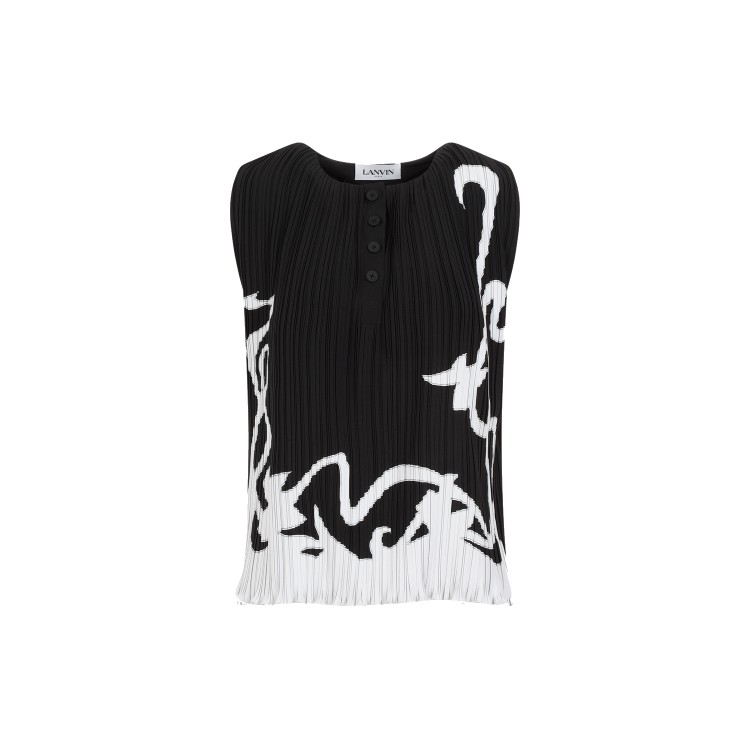 Lanvin Sleeveless Pleated Black Polyester Top