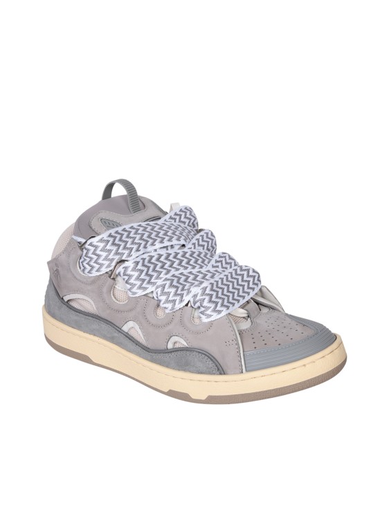 Shop Lanvin Leather-blend Sneakers In Grey