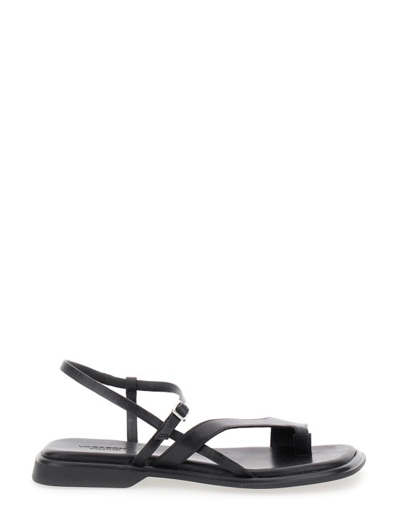 Vagabond Izzi' Black Thong Sandals With Thin Straps In Leather