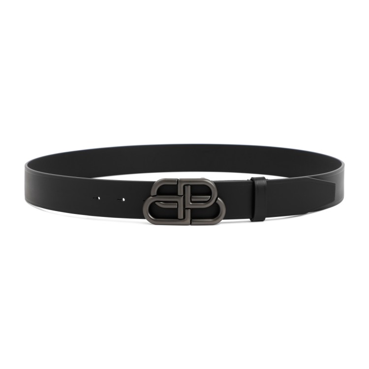 Balenciaga Black Bb Leather Belt In Black