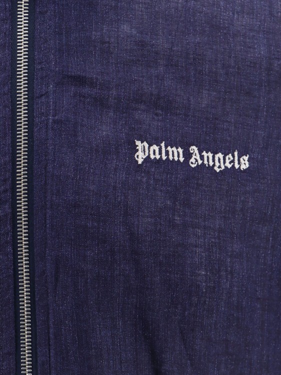 Shop Palm Angels Classic Logo Linen Jacket In Blue