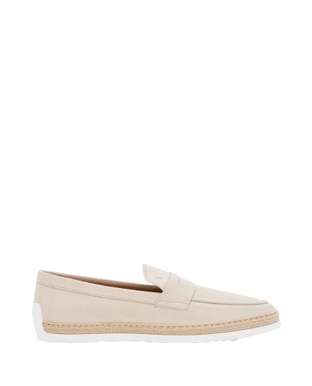 Shop Tod's Beige Suede Shoes In Grey