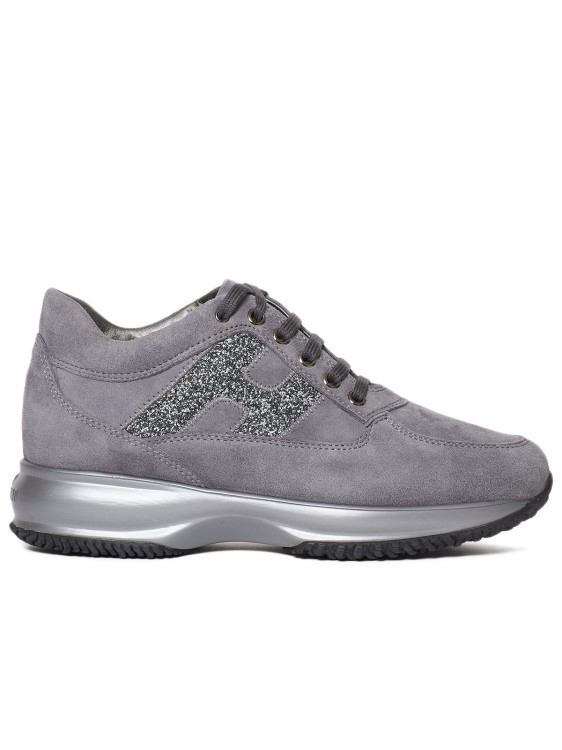 Hogan Gray Suede And Strass H Interactive Sneakers In Grey