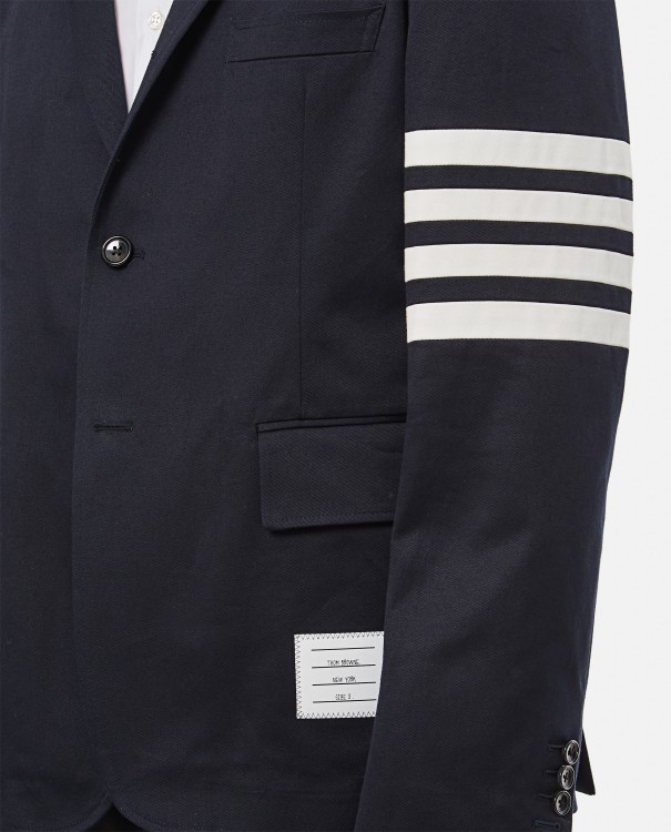 Shop Thom Browne Unconstructered Classic Sport Jacket W/ 4 Bar In Cotton Tw In Black