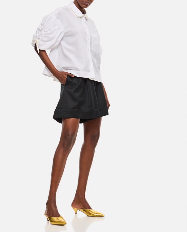 Shop Simone Rocha Sculpted Newsboy Shorts With Cuff In Black