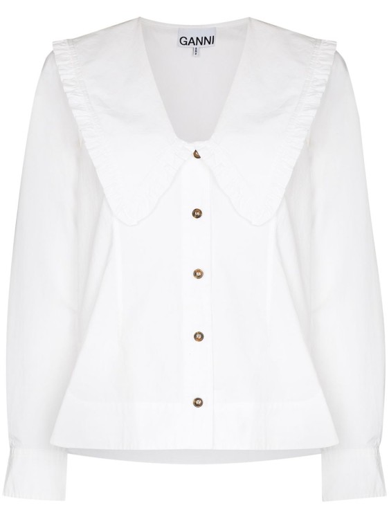 Shop Ganni V-neck Shirt In White