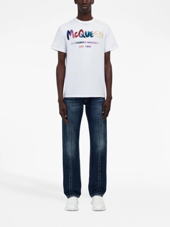 Shop Alexander Mcqueen T-shirt Grafitti Logo White