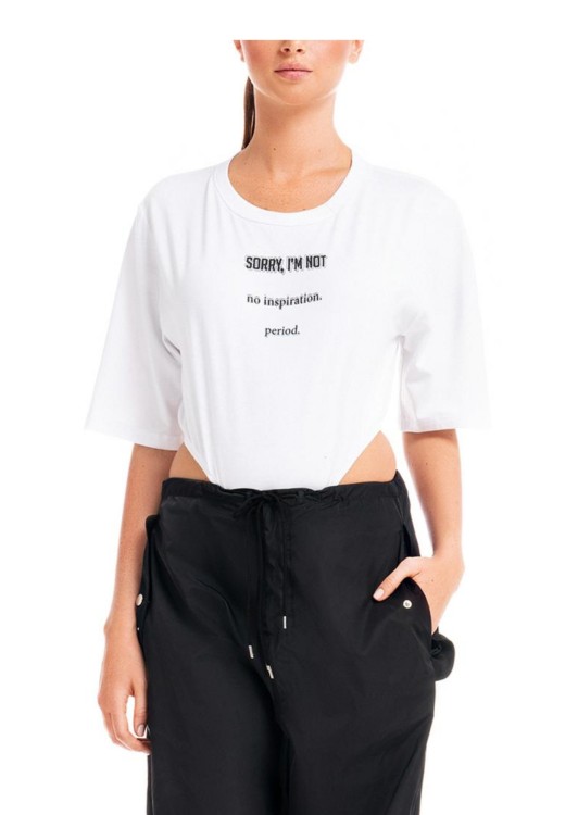 Shop Sorry I Am Not T-shirt Bodysuit In White