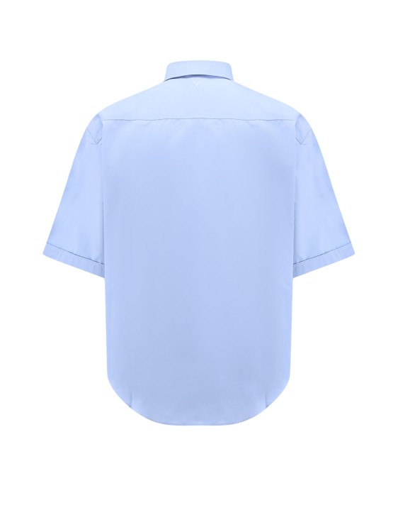 Shop Ami Alexandre Mattiussi Cotton Shirt With Logo Iconic Embroidery In Blue
