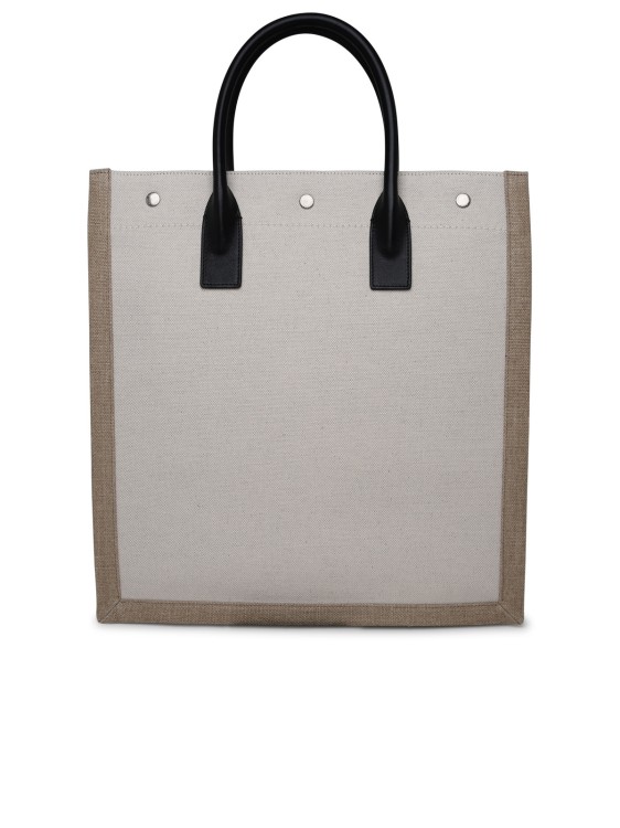 Shop Saint Laurent Beige Canvas Bag In White