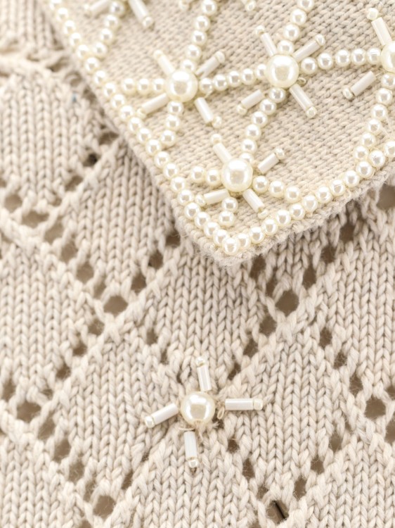 Shop Golden Goose Cotton Sweater With Pearls Detail In Neutrals