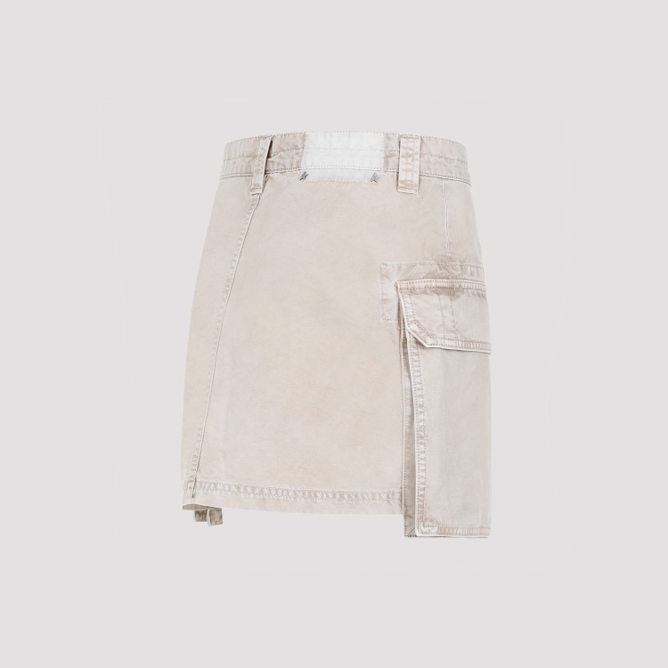 Shop Golden Goose Worker Beige Cotton Mini Skirt In White