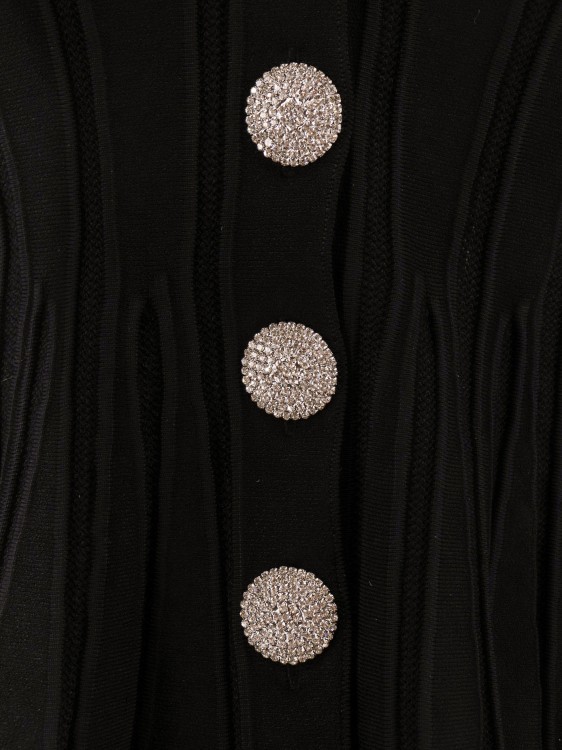 Shop Balmain Ribbed Knit Cardigan With Basque In Black