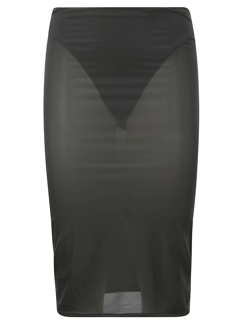 Courrèges Sheer Tube Midi Skirt In Black
