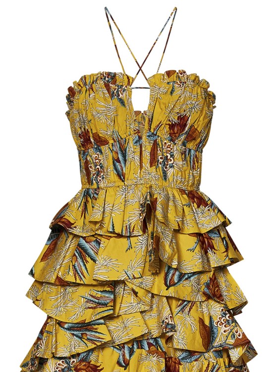 Shop Ulla Johnson Yellow Cotton Poplin Midi Dress In Brown