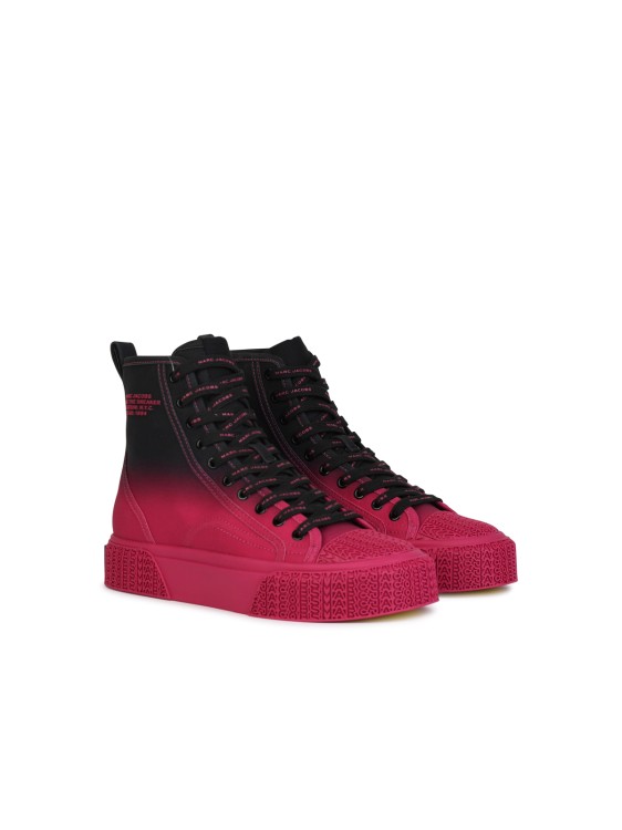 Shop Marc Jacobs (the) 'hight Top' Black And Fuchsia Tela Sneakers In Red