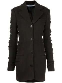 Shop Alexander Wang Ruched Sleeve Wool-blend Jacket In Black