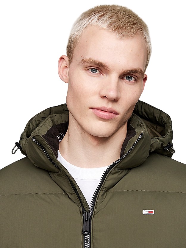 Tommy Jeans Green Padded Jacket In Grey