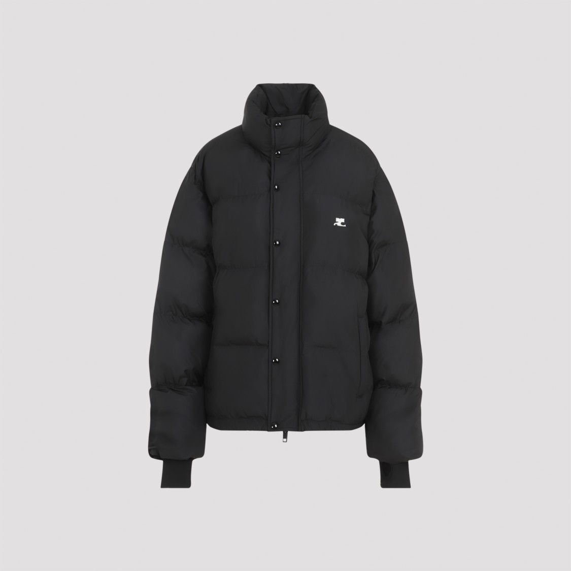 Courrèges Logo-embroidered Puffer Jacket In Black