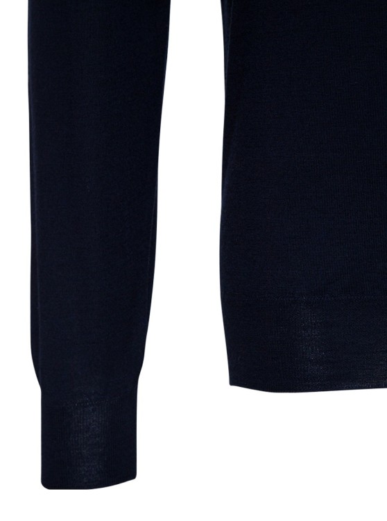 Shop Gaudenzi Blue Long Sleeveed Polo Shirt In Wool And Silk In Black