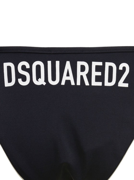 Shop Dsquared2 Black Swim Bikini Bottom With Lettering In Nylon Stretch