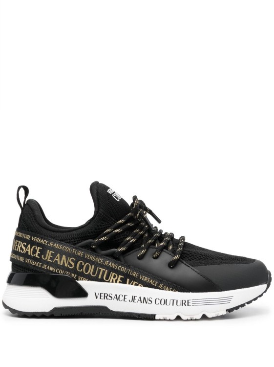 Versace Jeans Couture Dynamic Logo-strap Sneakers In Black