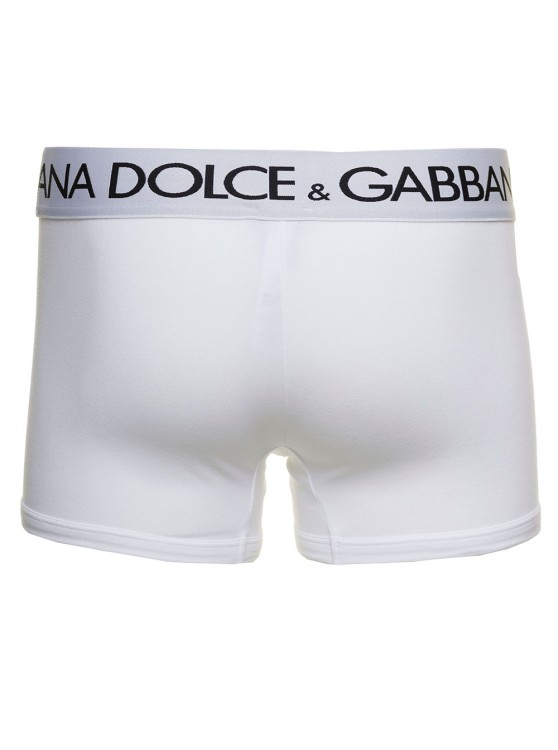 Shop Dolce & Gabbana White Boxer Briefs With Branded Waistband In Stretch Cotton
