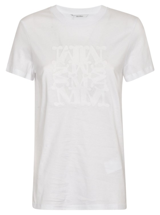 Shop Max Mara Logo Embroidered Optical White T-shirt