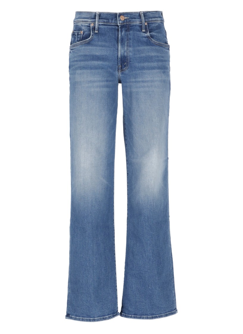 Mother The Mid Rise Maven Sneak Jeans In Washed Blue In Blue