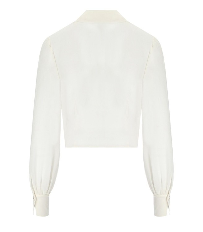 Shop Elisabetta Franchi Ivory Cropped Shirt With Knot In White