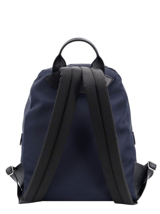 Shop Kiton Nylon And Leather Backpack With Logo Print In Blue