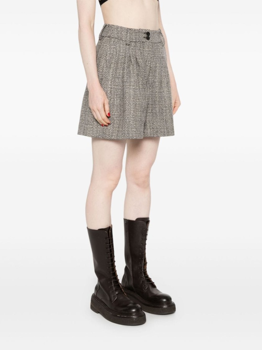 Golden Goose Herringbone Print Wool Shorts In Gray