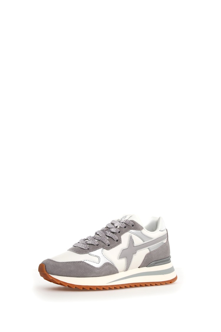 Shop W6yz Chic Animal Print Sneakers With Unique Raised Sole And Technical Fabric In Grey