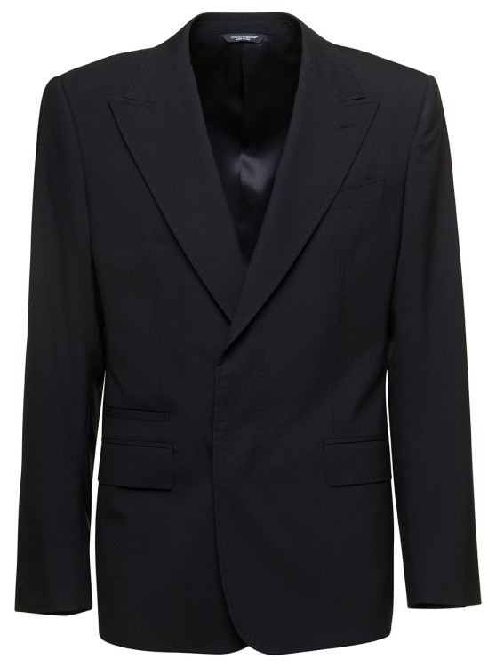 Shop Dolce & Gabbana New Sicilia' Black Single-breasted Jacket With Concelaed Fastening In Stretch Wool