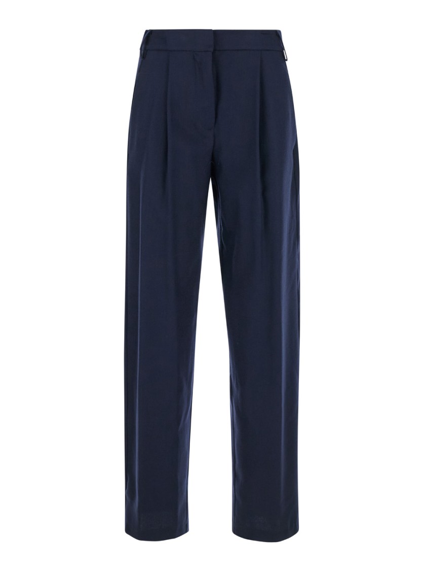 Semicouture Buddy Blue Pants With Drawstring Waist In Cotton Woman In Blue