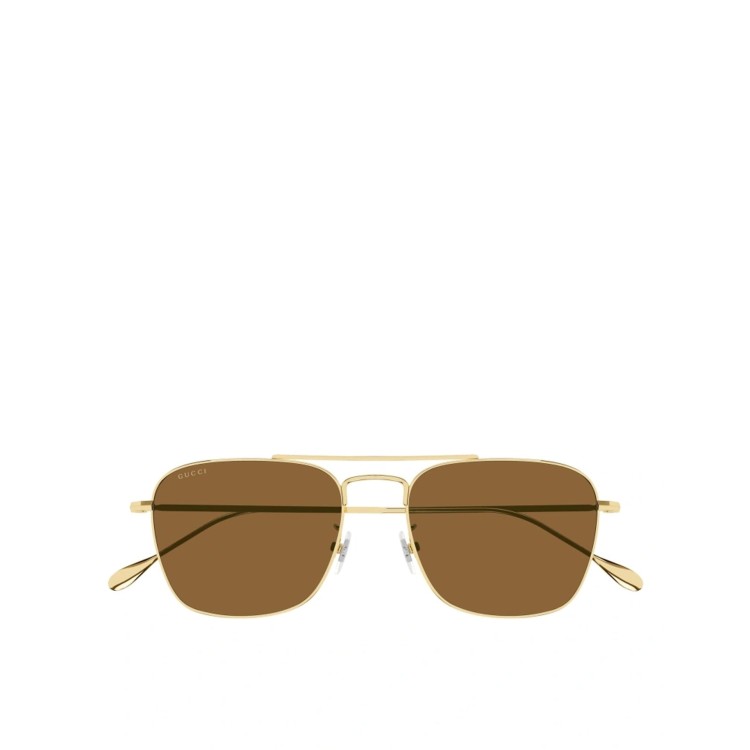 Gucci Gold Sunglasses In Brown