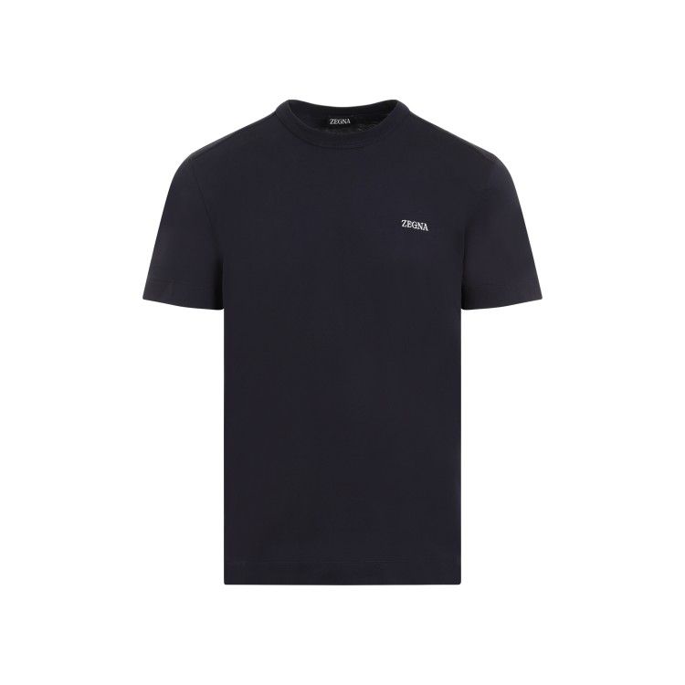 Shop Zegna Blue Navy Cotton Logo T-shirt In Black