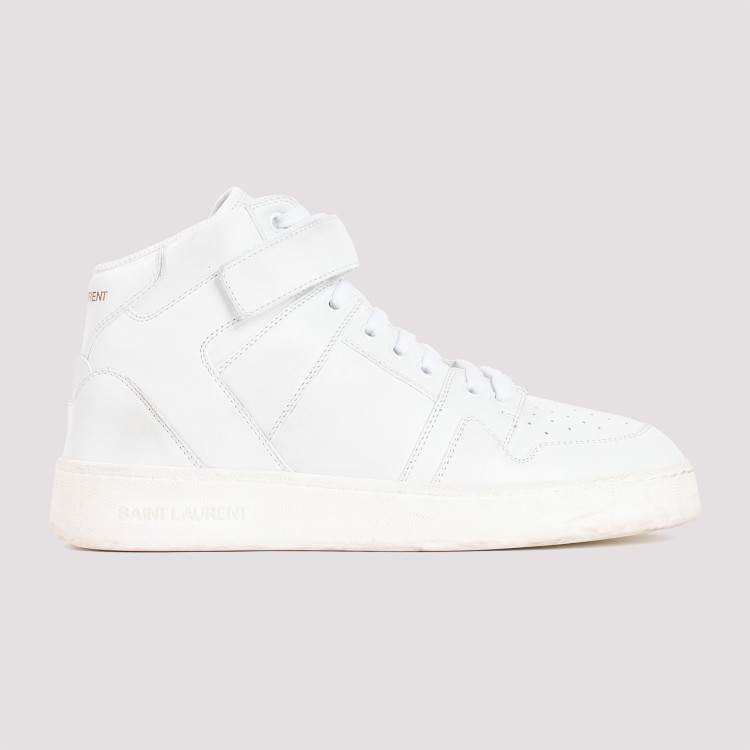 Shop Saint Laurent Optical White Leather Jefferson Sneakers