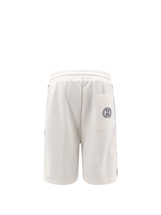 Shop Gucci Cotton Blend Bermuda Shorts With Iconic Web Detail In White